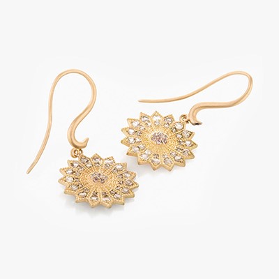 POWER OF LIGHT LOTUS FULL MINI DIAMOND EARRINGS