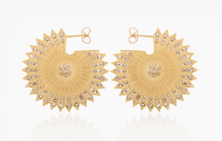 POWER OF LIGHT LOTUS FULL LARGE DIAMOND EARRINGS