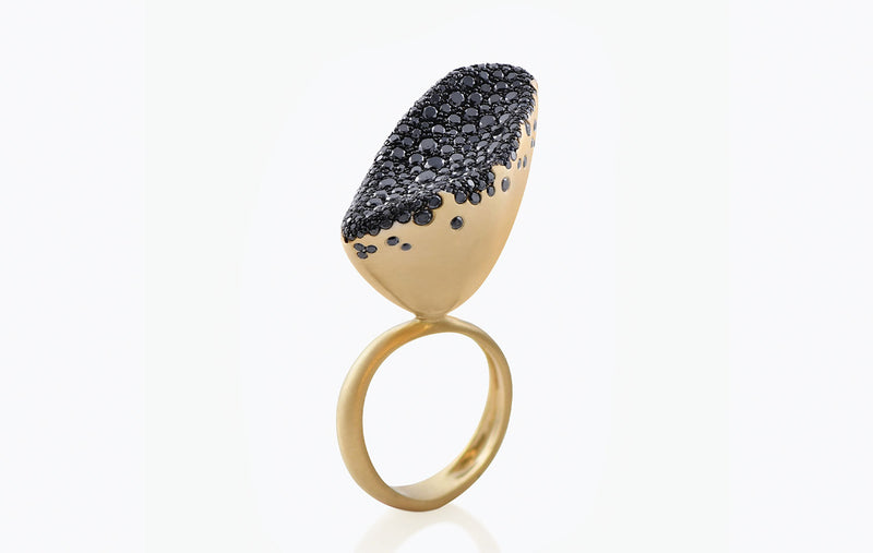 BABY MALAK FLOURISH CAVIAR BIG MARQUISE RING