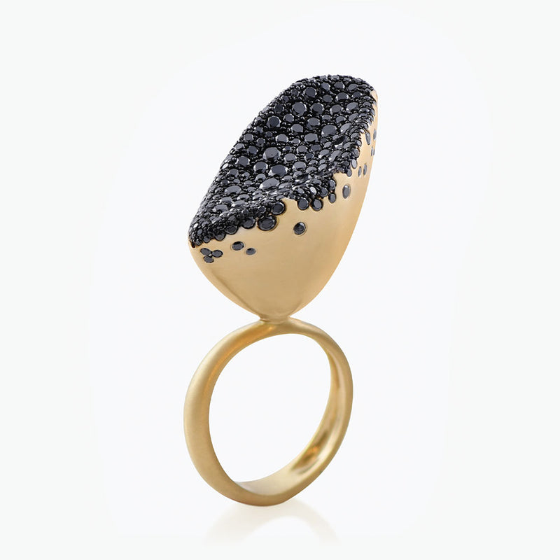 BABY MALAK FLOURISH CAVIAR BIG MARQUISE RING