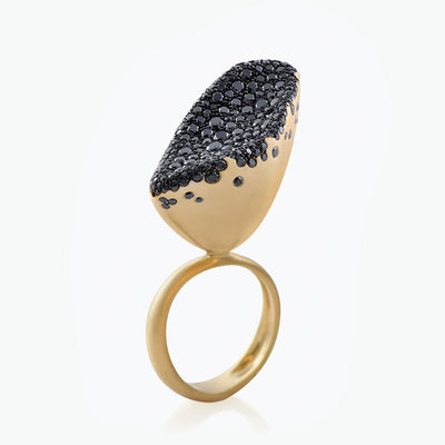 BABY MALAK FLOURISH CAVIAR BIG MARQUISE RING