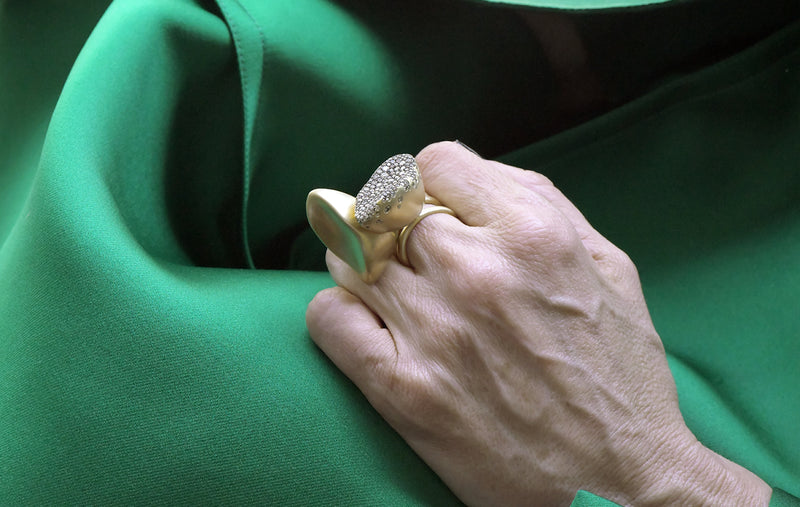 BABY MALAK FLOURISH CAVIAR BIG MARQUISE RING