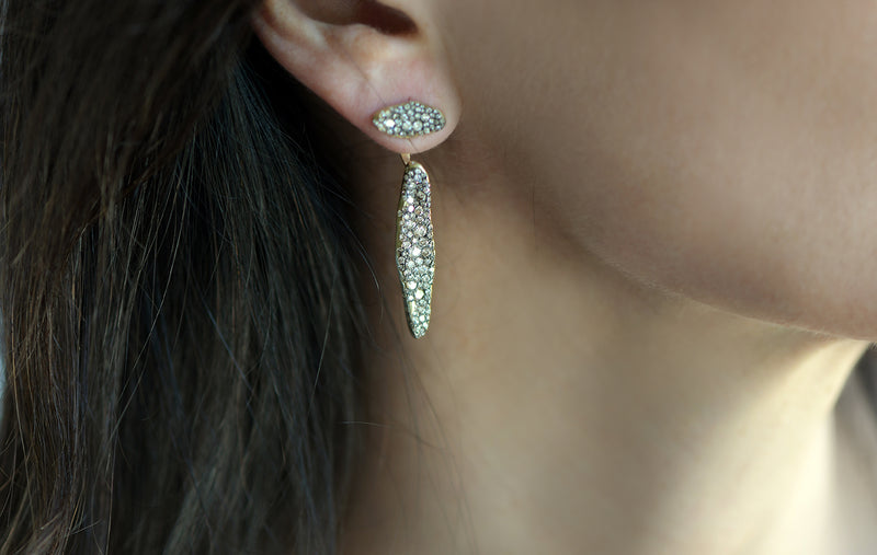 BABY MALAK FLOURISH CHAMPAGNE FULL LONG MARQUISE EARRINGS