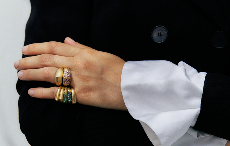 THE ARCH COURAGE STRIPE SMALL RING by Nada Ghazal