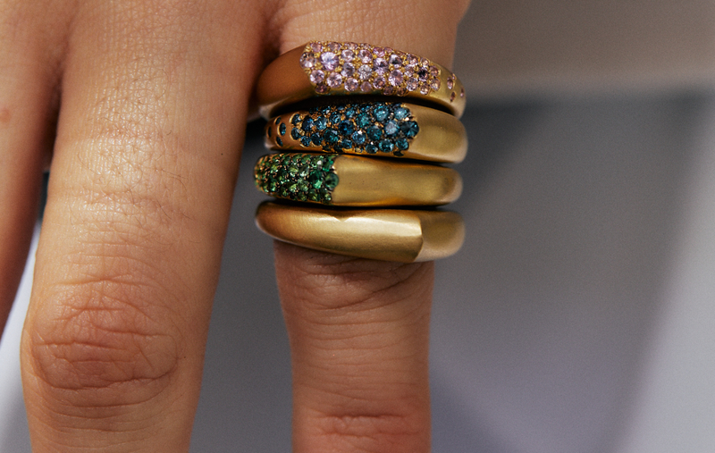 THE ARCH LUCK STRIPE SMALL RING by Nada Ghazal