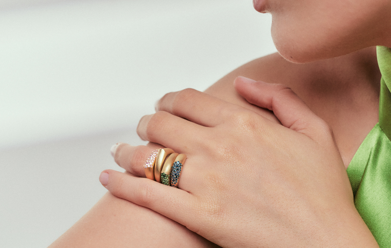 THE ARCH PROSPERITY STRIPE SMALL RING by Nada Ghazal