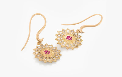 POWER OF LIGHT LOTUS FULL MINI DIAMOND EARRINGS