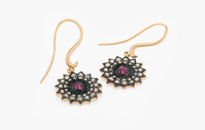 POWER OF LIGHT LOTUS FULL MINI DIAMOND EARRINGS