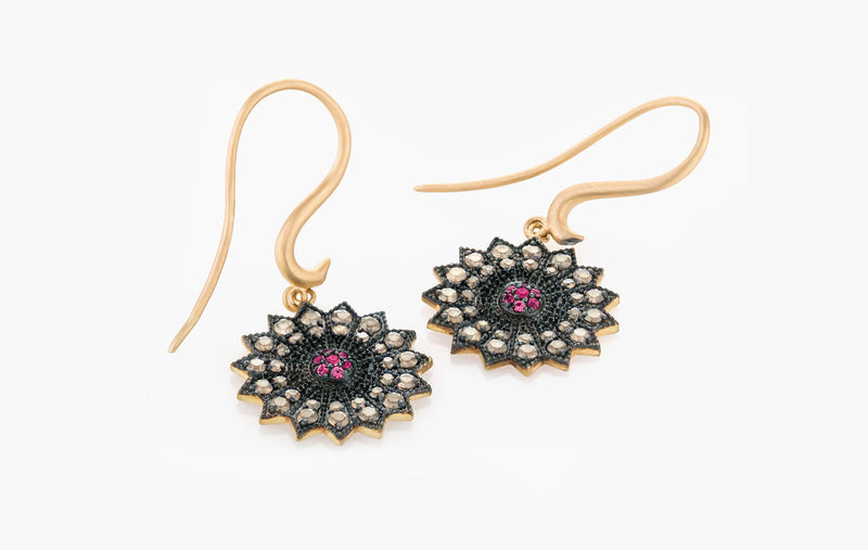 POWER OF LIGHT LOTUS FULL MINI DIAMOND EARRINGS