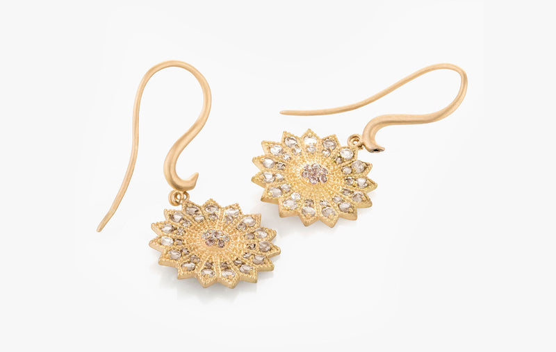 POWER OF LIGHT LOTUS FULL MINI DIAMOND EARRINGS