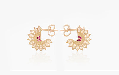 POWER OF LIGHT LOTUS FULL SMALL DIAMOND EARRINGS