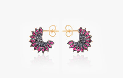 POWER OF LIGHT LOTUS FULL SMALL DIAMOND EARRINGS