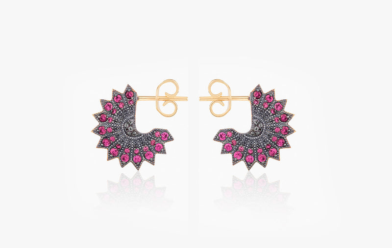 POWER OF LIGHT LOTUS FULL SMALL DIAMOND EARRINGS