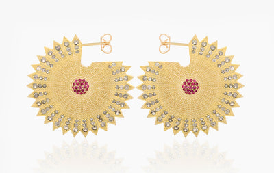 POWER OF LIGHT LOTUS FULL LARGE DIAMOND EARRINGS