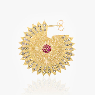 POWER OF LIGHT LOTUS FULL LARGE DIAMOND EARRINGS
