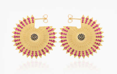 POWER OF LIGHT LOTUS FULL LARGE DIAMOND EARRINGS