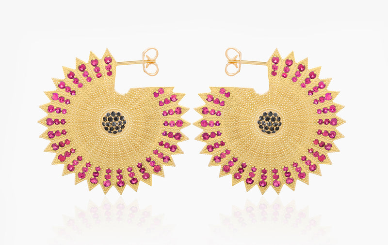 POWER OF LIGHT LOTUS FULL LARGE DIAMOND EARRINGS