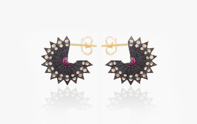 POWER OF LIGHT LOTUS FULL BIG DIAMOND EARRINGS