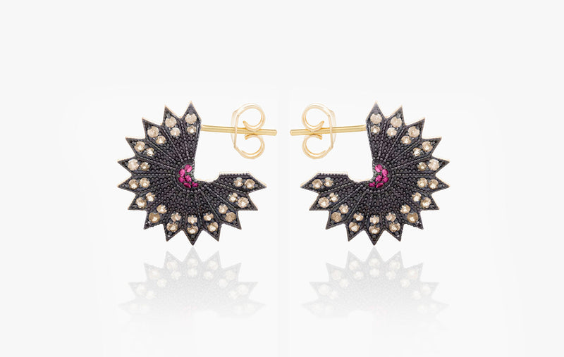 POWER OF LIGHT LOTUS FULL BIG DIAMOND EARRINGS