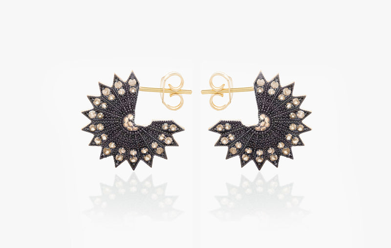 POWER OF LIGHT LOTUS FULL BIG DIAMOND EARRINGS