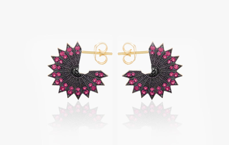 POWER OF LIGHT LOTUS FULL BIG DIAMOND EARRINGS