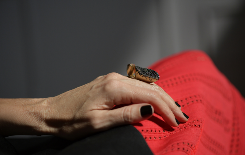 BABY MALAK FLOURISH CAVIAR MEDIUM MARQUISE RING by Nada Ghazal - Rings