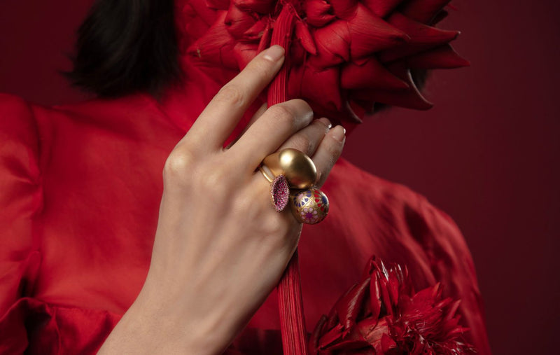 BABY MALAK FLOURISH BONBON MEDIUM MARQUISE RING