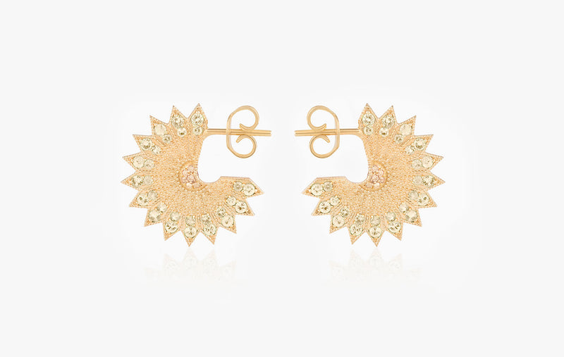 POWER OF LIGHT LOTUS FULL BIG DIAMOND EARRINGS
