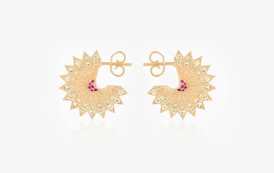 POWER OF LIGHT LOTUS FULL BIG DIAMOND EARRINGS