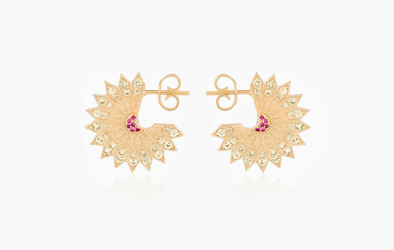 POWER OF LIGHT LOTUS FULL BIG DIAMOND EARRINGS